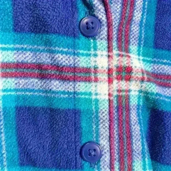 RIDERS BY LEE Super Soft Flannel Fleece Button Up Blue Plaid Top Women 1X - Picture 6 of 11
